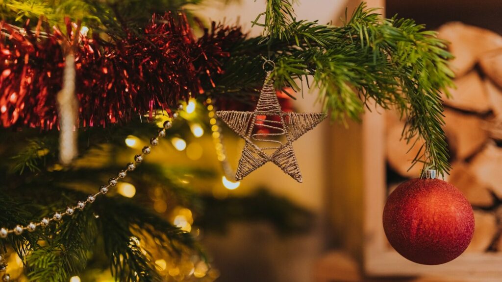 red bauble on tree